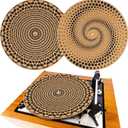 Briwooody 2 Pcs Cork Turntable Mat/3mm Thick for Better Sound Support on 11.8 Inches Vinyl LP Record Player Turntable Slipmat Psychedelic Geometric for Vinyl Record (Dots)