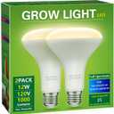 Briignite 2 Pack LED Grow Light Bulb, BR30 Grow Light Bulbs, Full Spectrum Grow Light 12W, Plant Light Bulbs, Grow Light for Indoor Plants, Seedlings, Greenhouse, Hydroponic