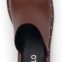 Mules for Women Clogs Chunky Block Heel Mule Square Closed Toe Slip-On Sandals with Memory Foam Padding Retro Rivet Comfort Fashion Slide Shoes (10, Chestnut)