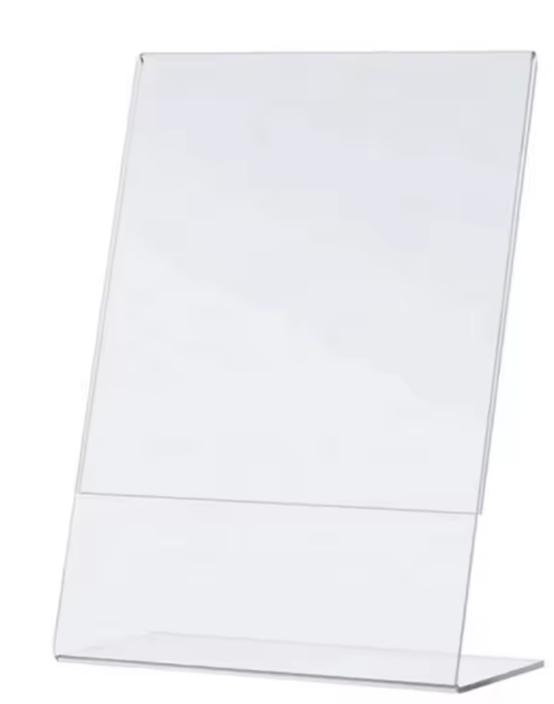 Acrylic Sign Holder with Plastic Base 3 Pack L/T Shape Vertical or Slant Back Display for Wedding, Restaurant, Store, Office, Hote
