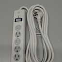 GE 6-Outlet Surge Protector, 15 Ft Extension Cord, Power Strip, 800 Joules, Flat Plug, Twist-to-Close Safety Covers, Protected Indicator Light, UL Listed, White, 50768