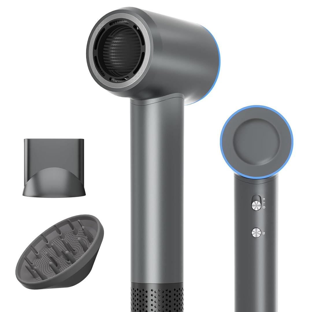 HRYCF Hair Dryer,160000 RPM Ionic Hair Drye,Portable Lightweight Blow Dryer with 500 Million Negative Ions, High-Speed Hair Dryer with Magnetic Diffuser & Nozzle for Home and Travel