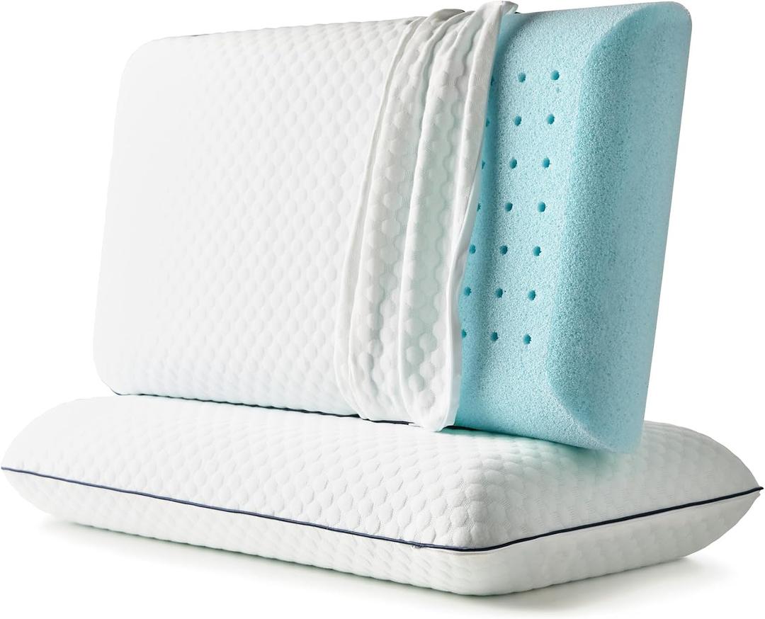 Weekender Cooling Gel Memory Foam Pillows, Ventilated, Queen Size, 2-Pack