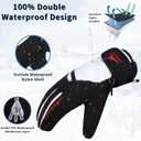 Achiou Ski Snow Gloves Winter Warm 3M Thinsulate Waterproof Touchscreen Men Women (White, XL)