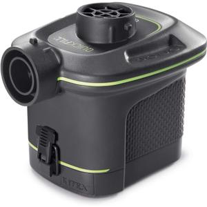 INTEX 66638E QuickFill Battery Pump: Inflates and Deflates Air Mattresses, Kayaks, Boats – Includes 3 Interrconnecting Nozzles – Sleek and Compact Design – 420 L/ Min Air Flow – Indoor and Outdoor Use
