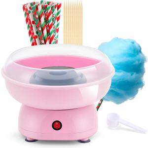 Cotton Candy Machine for Kids & Family, Mini Pink Vintage Cotton Candy Maker with 40 Sticks & Sugar Scoop, Ideal for Birthday Christmas Party Gifts
