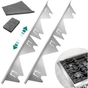 2 Pack Stainless Steel Stove Gap Covers Silver, Windspeed Stove Counter Gap Cover for Stove Gap Filler Gap Covers Between Stove and Counter Edge Gap Covers Length 13.8" to 27.6"