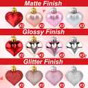 2 x 36 Pcs Valentine Heart Shaped Ornaments, Rose Gold Silver Pink Red Heart Ornaments for Mother's Day Christmas Wedding Anniversary Valentines Day Hanging Decorations
