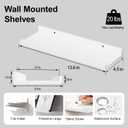 White Floating Shelves for Wall Decor, Wall Mounted Wood Storage Shelf for Bedroom, Living Room, Bathroom, Kitchen, Nursery, Display Picture Ledge Shelf with Lip Set of 2-14 Inches, White