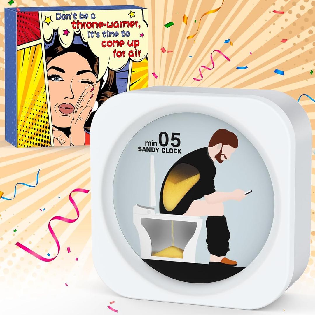 2 x Toilet Sand Timer for Adults Men Gag Gifts - Toilet Sand Timer for Men Poop Timer Gifts for Husband Teen Boys Dad Funny Cool Gadgets Stuff Prank Santa Birthday Gift Ideas