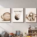 3Pcs Sports Wall Art Football Baseball Basketball Theme Painting Picture Wall Decor Vintage Sport Poster Print Artwork for Boy Room Playroom Bedroom Gameroom Home Decoration 16" × 24" Canvas