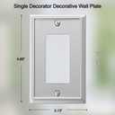 OKAWYC Single Decorator Light Switch Cover Aria Metal Wall Plate, 4-Pack Brushed Nickel 1 Gang Single Rocker, for Receptacle Dimmer Switch GFCI Outlet, Switch Cover Decorative Wallplate, Durable