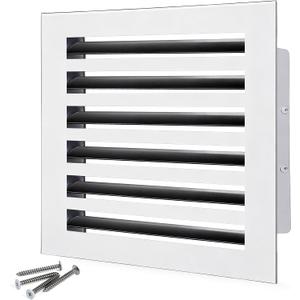 12x12 Modern AC Vent Cover Decorative Air Vent Register Grille, Linear Slot Diffuser, Adjustable Airflow, Quiet Operation, HVAC Vent Cover for Ceiling, Wall & Floor, White Aluminum Alloy