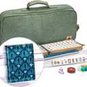 Yellow Mountain Imports American Mahjong Set, Oceana with Heather Teal Soft Case - All-in-One Racks with Pushers, Wright Patterson Scoring Coins, Dice, & Wind Indicator