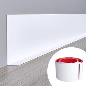 Duzzy Flexible Baseboard Molding Trim, 5 Inch(W) x 60 Feet(L) Peel and Stick Rubber Wall Trim Molding, Self-Adhesive Vinyl Wall Base Cove Base