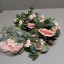 TELDRASSIL 4Pcs(26 FT) Artificial Rose Vine Fake Flower Garland Fake Silk Rose Hanging Vine for Wedding Party Background Arch Garden Background Decoration (Pink)