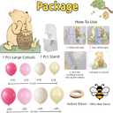 131PCS Pink Winnie Baby Shower Birthday Decorations for Girl Large Winnie Cutouts Stand Up, Pooh Balloons Arch & Bee Stickers for Gender Reveal, First Birthday, Photo Props & Newborn Party