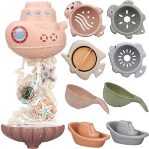 Bath Toys for Kids Ages 1-3 & Toddlers 2-4 - Infant/Baby Set for 6-12M - Bathtub Toys Set for Boys/Girls - Birthday (Brown)
