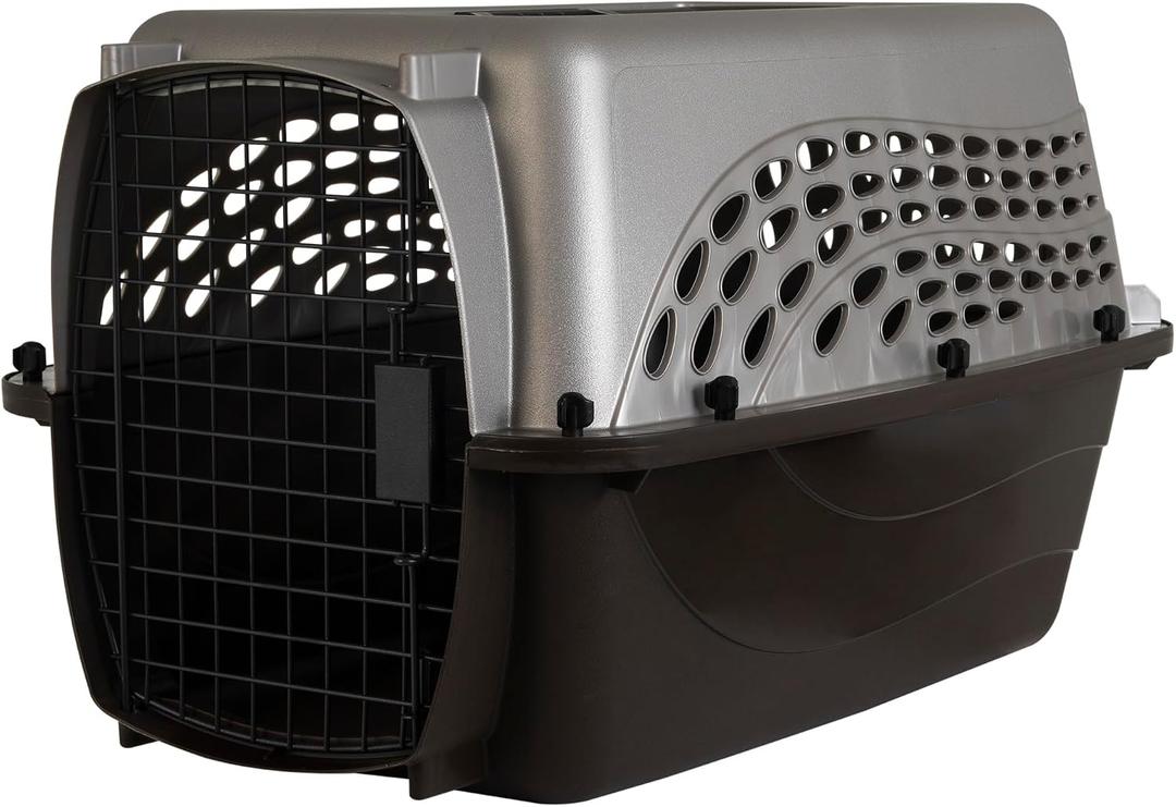 Petmate Dog Crates for Small Dogs & Cat Carriers, Two-Door Plastic Pet Kennel, Top & Front Loading, Made in USA, 24" For Pets Up To 15 lb, Pearl Tan, 24.0"L x 16.8"W x 14.5"H
