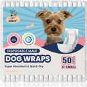Dog Diapers Male, X-Small 50 Ct, Super Absorbent Male Dog Wraps with Wetness Indicator, Soft Pearl Weave Non-Woven Fabric, Breathable Belly Bands for Male Dogs, Fit for Chihuahua, Yorkshire