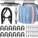 12Pcs Portable Travel Hangers for Cruise Ship Essentials 2026 with 24 Clips, Plastic Folding Foldable Hangers Clothes Drying Rack Travel Accessories for Suitcase, RV, Camping, Road Trip (Black)