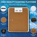 Inflatable Floating Dock with Wood Grain EVA, Non-Slip Water Floating Dock Swim Platform with Detachable Ladder Swim Deck Raft Water Platform for Lake Pool Ocean