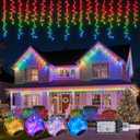 2025 New Colorful Twinkling Icicle Lights for Outside - 2PACK Total 66 ft 840LED Christmas Lights Outdoor - Waterproof Icicle for House Roof Garden Deck Balcony Porch Pathway Party Holiday Indoor (Multicolor)