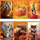 3 x Fancy Land Kids Thanksgiving Cards Cute Animal Fall Pumpkin Greeting Card with Envelopes for Autumn Holiday Supplies Party Favors 12Pcs