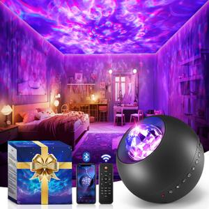 One Fire Galaxy Projector with Gifts Box/240 Lighting Modes/15 White Noise/Bluetooth Music Galaxy Projector for Bedroom Adults,Teen Stuff Room Lighting Bedroom Decor for Teen Girls&Teenage Boy Gifts (Gray)