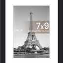 upsimples 7x9 Picture Frame, Display Pictures 5x7 with Mat or 7x9 Without, Wall Hanging Photo Frame, Black, 1 Pack
