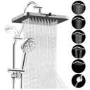 Hibbent Upgraded 13'' Shower Head Combo, High Pressure 5 Spray Rainfall Showerhead, 10 Spray Mode Handheld, All Metal Easy Reach 4-way Diverter Shower Arm with Pause Mode, 71'' Hose and Holder, Chrome