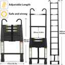 RIKADE Telescopic Ladder, 12.5 ft Aluminum Telescoping Ladder with Non-Slip Feet and Stable Hook, Portable Extension Ladder for Household and Outdoor Working, Max Load 330 lb, Black
