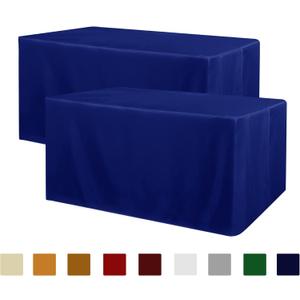 Obstal 2 Pack Table Clothes for 4 Foot Rectangle Tables - Water Resistant Washable Fabric Polyester Rectangle Table Cover Protector for Wedding, Banquet and Trade Shows, 48L x 24W Inches, Royal Blue