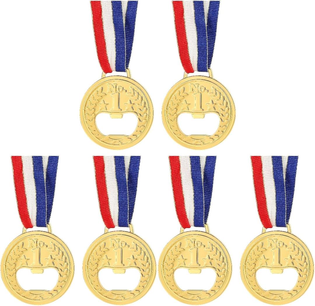 Cabilock 6PCS NO. 1 Bottle Opener Gold Medal Beer Opener Creative Jar Opener Beer Lid Remover Wine Beer Accessories