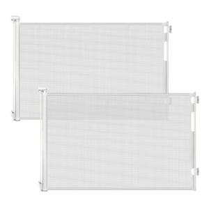 (2 Pack) Retractable Baby Gate for Stairs and Doorways, 55" Wide x 33" Tall Mesh Dog Gate for Indoor & Outdoor Use, Safety Gate for Babies and Pets, Child Gates for Hallways, Hardware Mounted, White
