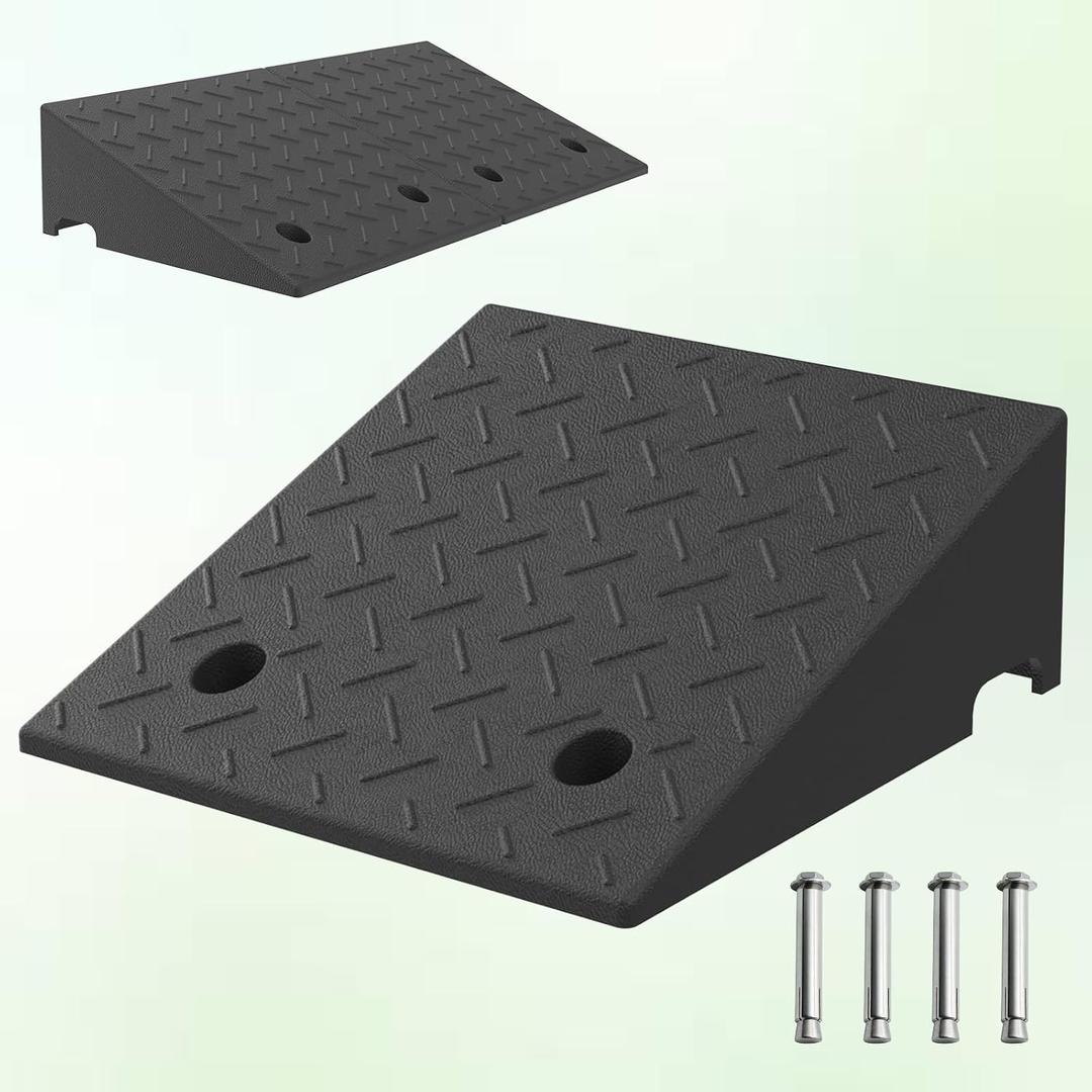 6.3 Inch Rise Rubber Ramp, Wheelchair Door Ramp with Non-Slip Surface, Threshold Ramp for Cars/Scooters/Walkers/Doorway/Home Steps/Driveway (2PCS, 2200LBs Load)