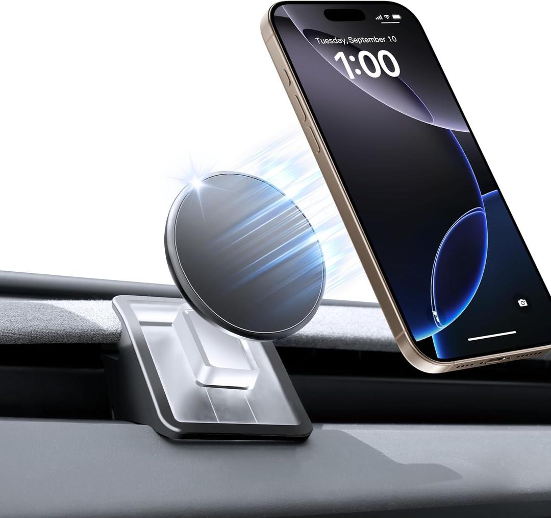 Phone Mount for Tesla Model 3 Highland Model Y Juniper 2026, Magnetic Phone Holder for Tesla Model 3 Model Y Accessories 2025, Easy Installation for MagSafe, Compatible with iPhone 17 16 15 14 13 12