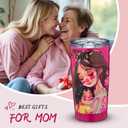 20oz Mom Tumbler Insulated Thermal Coffee Cup - Portable Travel Mug with Cute Cartoon Patterns, Leak-Proof for Mom, Great Mothers Day Gift for Daily Use Office Outdoor(Pink)