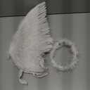 Angel Wings and Halo for Adult Feather Angel Costume for Women Halloween Cosplay Costumes Accessories (White)