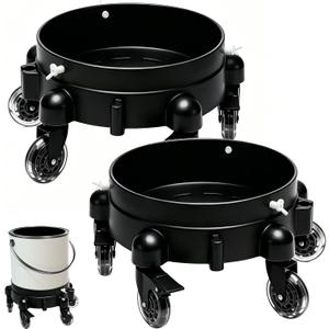 Heavy-Duty Car Wash Bucket Dolly - Rolling Detailing Wash Bucket, 360° Rolling Bucket Cart with 5 Wheels & 2 Locking Casters, Rolling Dolly Compatible with 4, 5 & 6 Gallon Buckets(3" Roller Bearing)