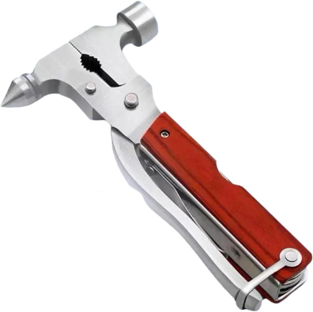 Window Breaker Multitool with 16-in-1 Survival Gear for Camping Hiking and DIY jobs with Hammer,Plier,Pocket Knife,Bottle Opener,wrench,Screwdriver