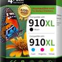 INK4U 910XL Ink Cartridges Combo Pack Compatible Replacement for HP 910XL 910 Ink Cartridges Work with OfficeJet Pro 8020 8025 8028 8030 8035 8010 8015 8018 8022 Printer (1BK/1C/1M/1Y, 4 Pack)