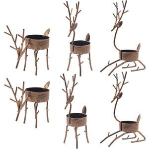 Funpeny Reindeer Tea Light Candle Holders, 6 Pack Iron Christmas Decoration for Party Dining Table Centerpiece Decorative