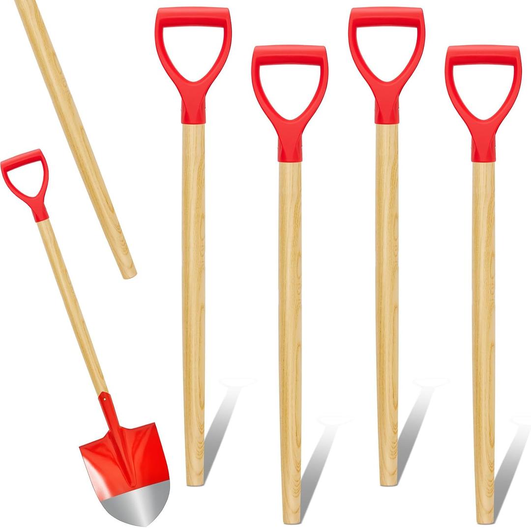 4 Pcs Wooden Shovel Handle Replacement Long D Shaped, 28.7 Inch