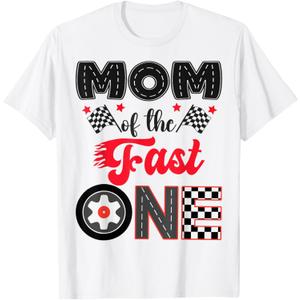 Mom Of The Fast One Car Racing Dad 1St Birthday Boy T-Shirt, Size S