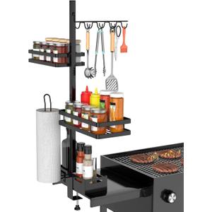 BORISI Griddle Caddy for Blackstone Griddle Accessories, BBQ Grill Caddy with Paper Towel Holder, Outdoor Kitchen Accessories for Camper, Grill Accessories Organizer, Grilling Gifts for Men