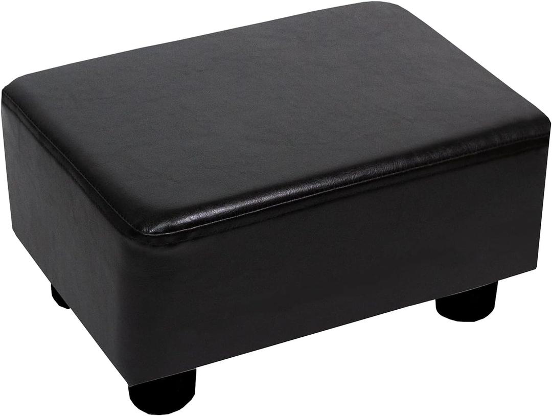 CAROLMADE Small Foot Stool Ottoman Footstool with Legs Under Desk Footrest for Living Room Bedroom and Office, Black (11"D x 15.4"W x 8.3"H)