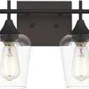 4 Light Bathroom Lighting Fixtures Over Mirror, 24 Inch Oil Rubbed Bronze Vanity Lights Farmhouse Rustic Bath Wall Light with Clear Glass, WL9167-4A