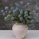 Waipfaru 10pcs Fake Silk Pompon Mum Artificial Flowers, Bulk Faux Mini Chrysanthemums, for Centerpieces Wedding Fillers Champagne Arrangements Shower Decorations, Blue