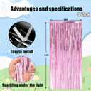3 x Valentines Day 3 Pack 3.3 * 8.3 ft Foil Curtain Metallic Tinsel Fringe Curtains Photo Booth Props Backdrop for Birthday Wedding Engagement Baby Shower Christmas Holiday Celebration Partyl,Pink
